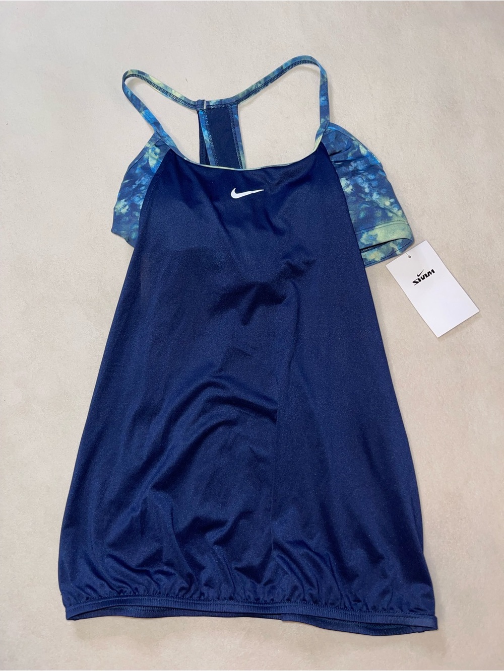 Nike Navy Layered Swim Tankini‎ Top